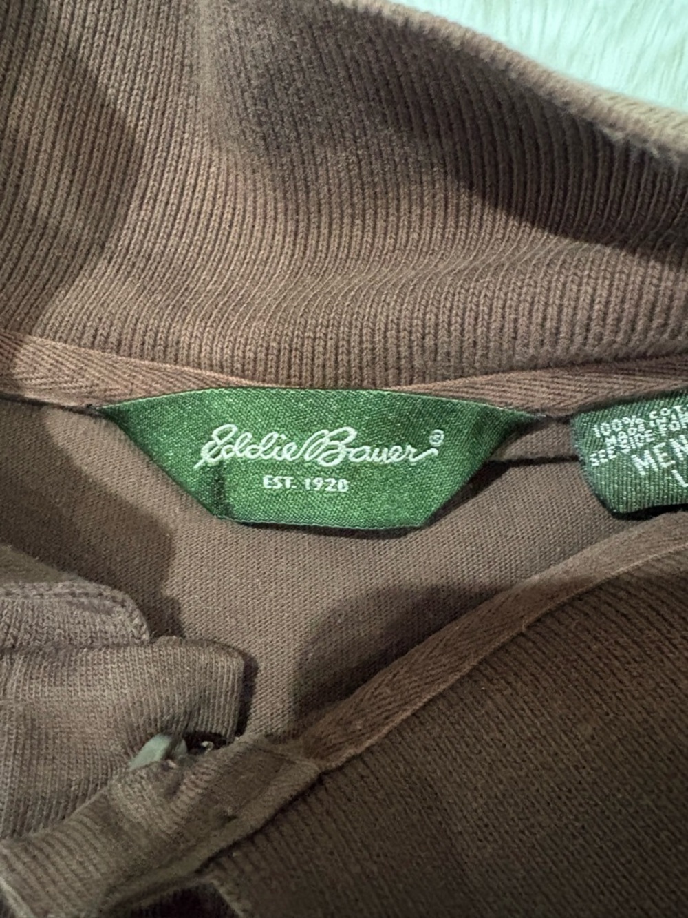 Eddie Bauer Men's Polo Shirt in Rust Brown Fisherman Y2K - Picture 6 of 9